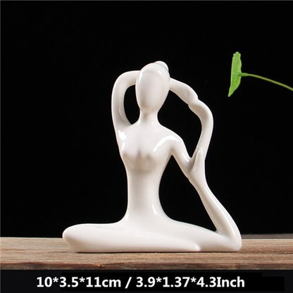 White Ceramic Yoga Figurines Hustle Nest