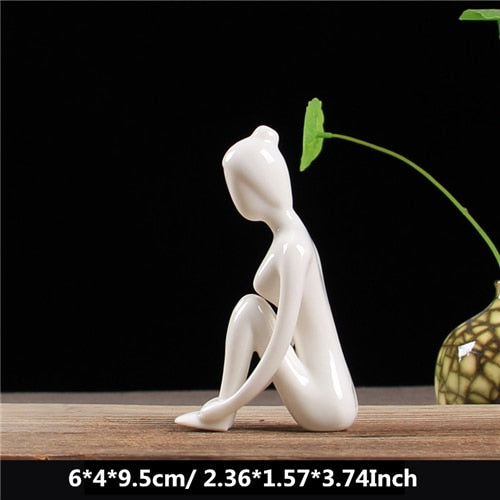 White Ceramic Yoga Figurines Hustle Nest