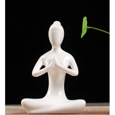 White Ceramic Yoga Figurines Hustle Nest