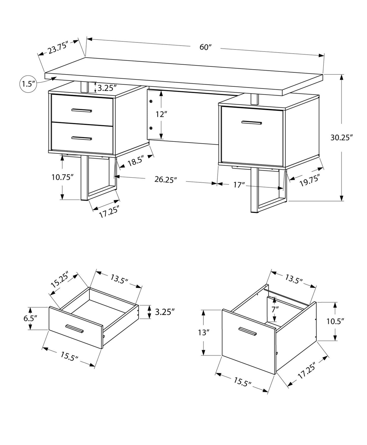 Norquay Desk with Drawers Hustle Nest