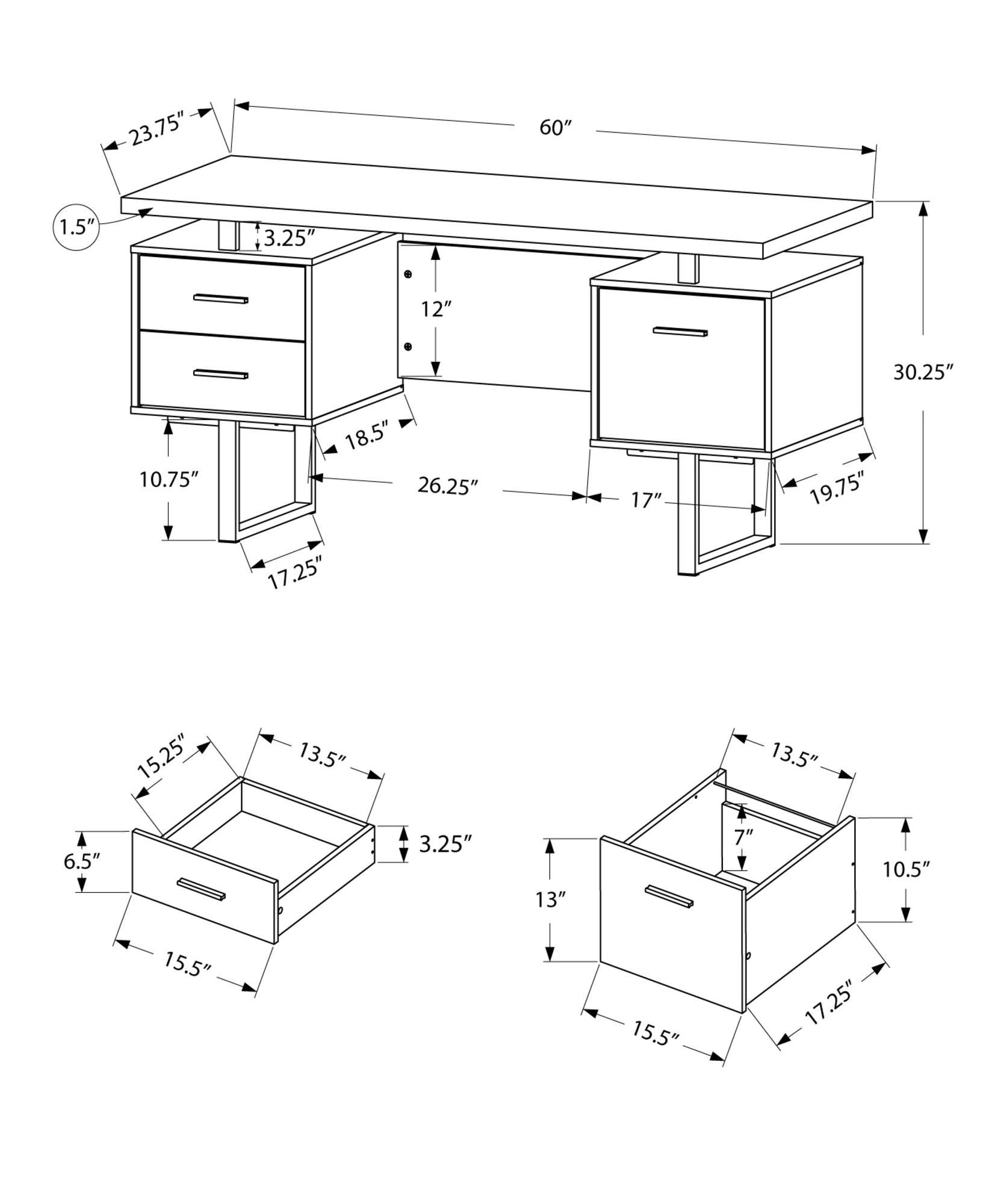 Norquay Desk with Drawers Hustle Nest