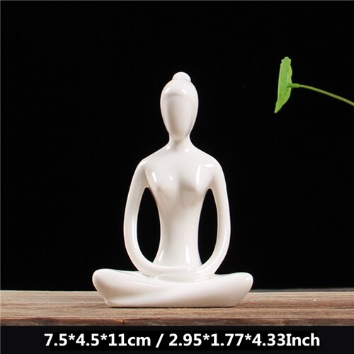 White Ceramic Yoga Figurines Hustle Nest