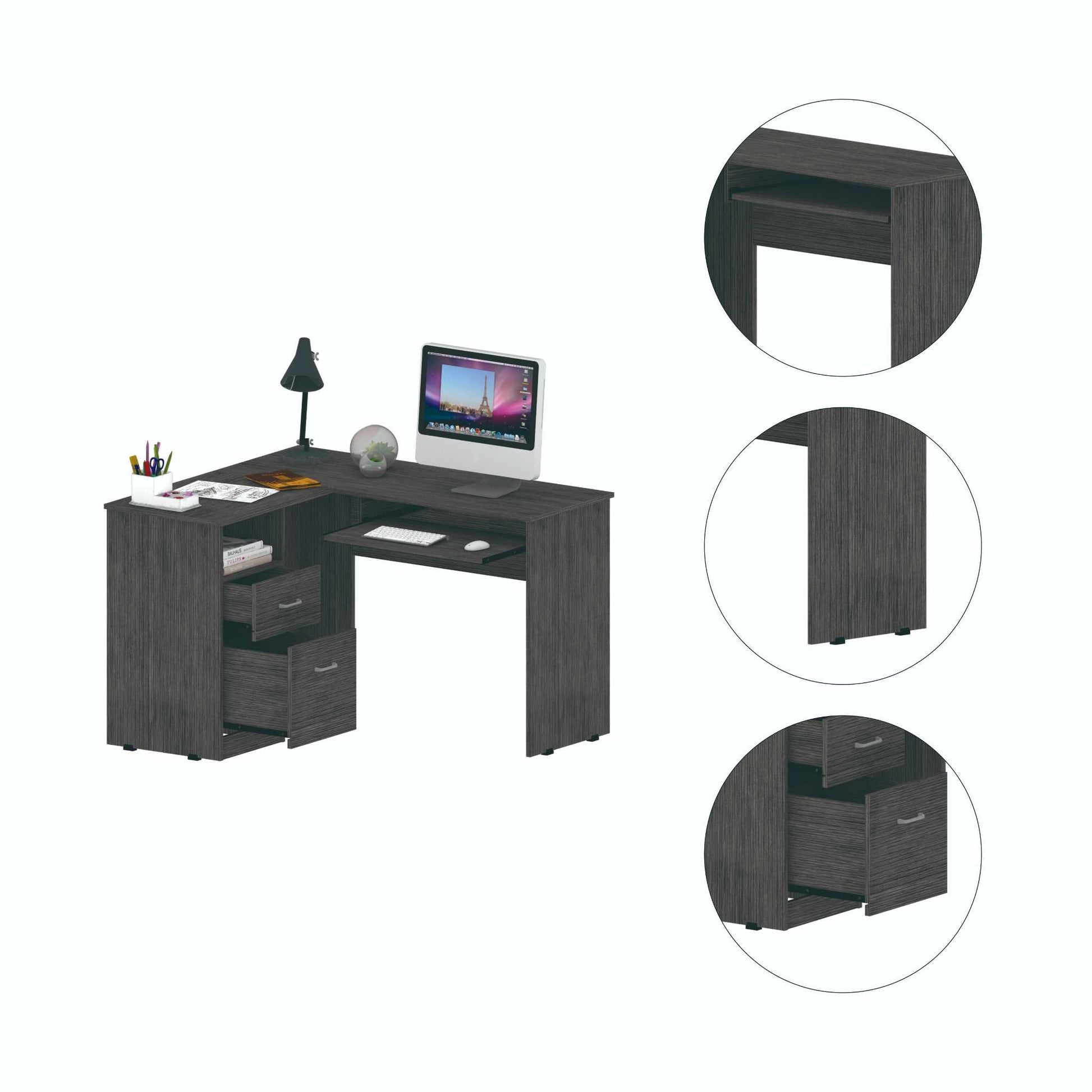 Huber L-Shaped Desk Hustle Nest