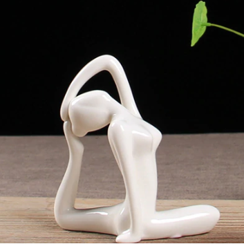 White Ceramic Yoga Figurines Hustle Nest