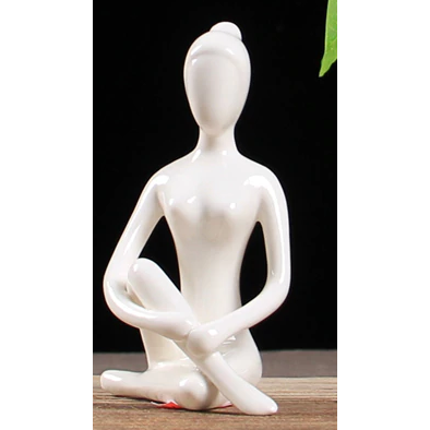 White Ceramic Yoga Figurines Hustle Nest