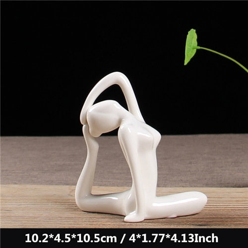 White Ceramic Yoga Figurines Hustle Nest