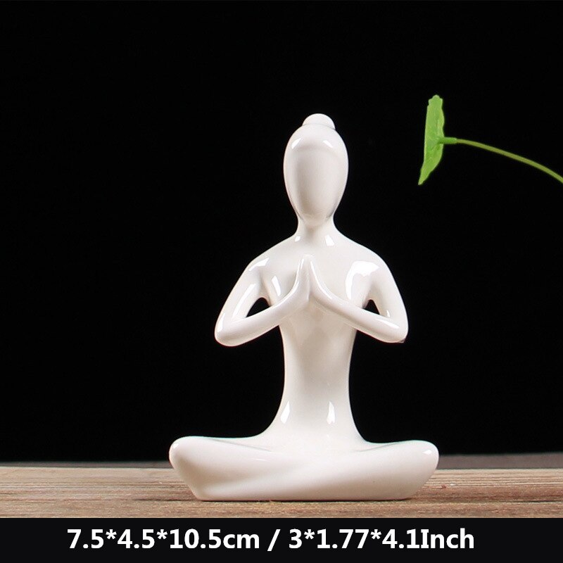 White Ceramic Yoga Figurines Hustle Nest