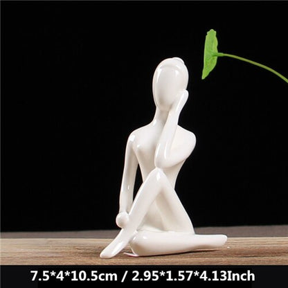 White Ceramic Yoga Figurines Hustle Nest