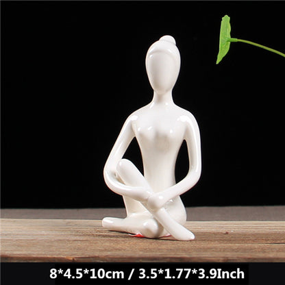 White Ceramic Yoga Figurines Hustle Nest