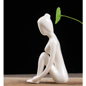 White Ceramic Yoga Figurines Hustle Nest