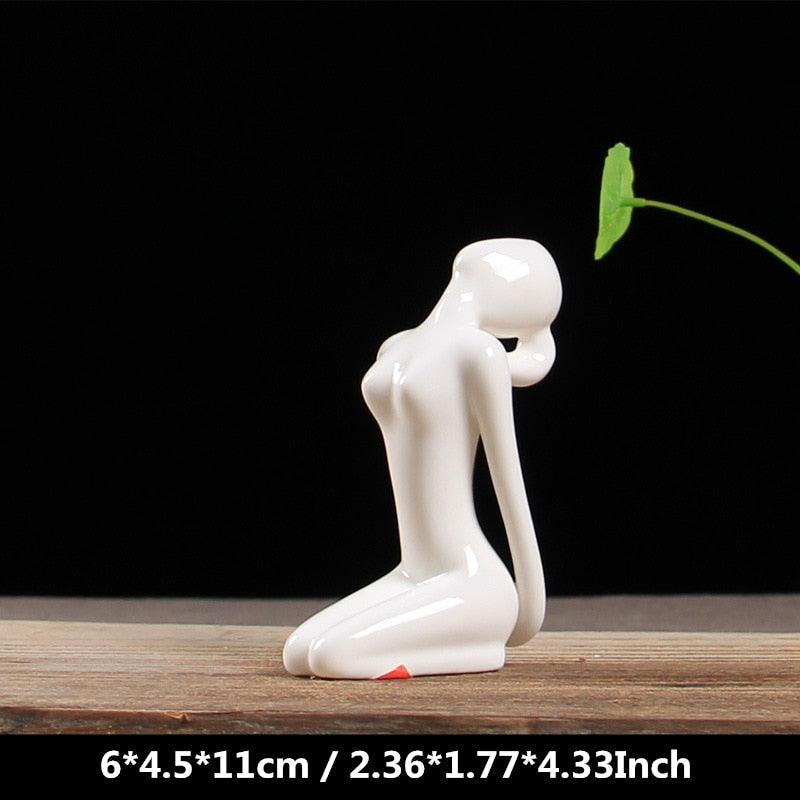 White Ceramic Yoga Figurines Hustle Nest