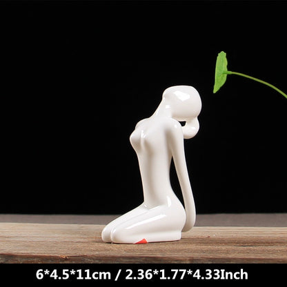 White Ceramic Yoga Figurines Hustle Nest