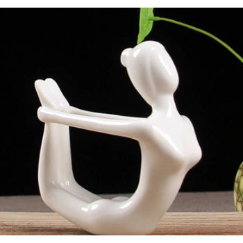 White Ceramic Yoga Figurines Hustle Nest