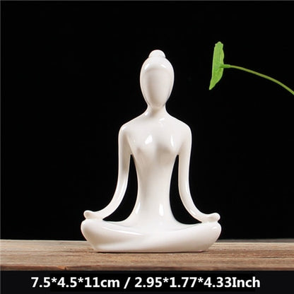 White Ceramic Yoga Figurines Hustle Nest