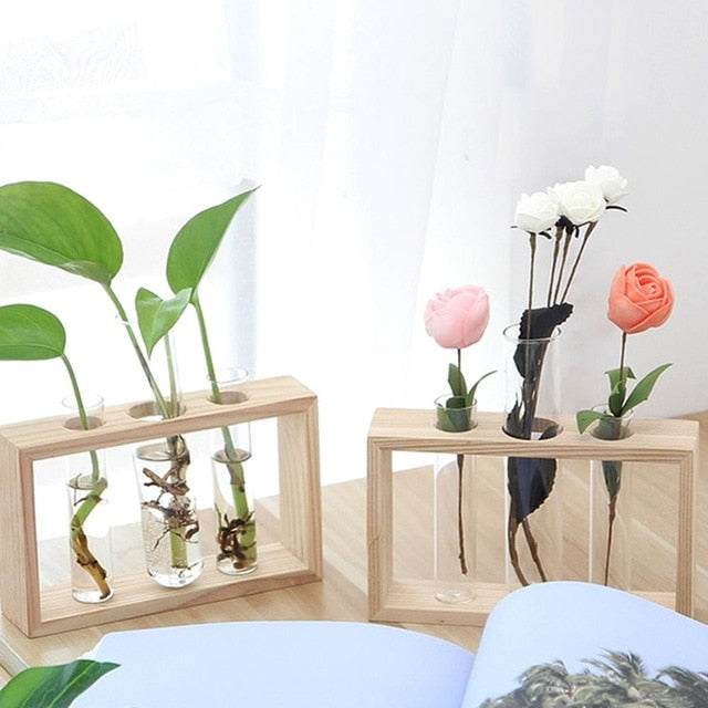 Glass and Wood Decoration Vase Hustle Nest