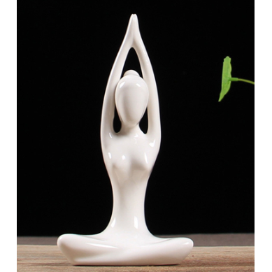 White Ceramic Yoga Figurines Hustle Nest