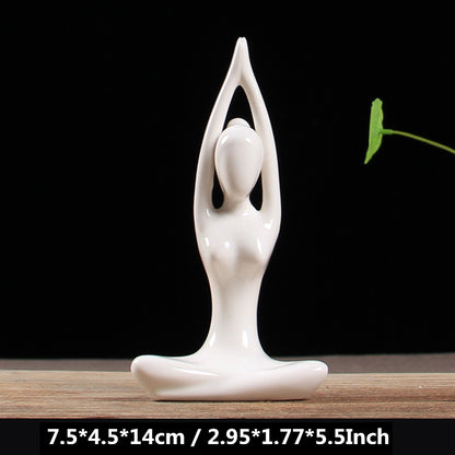 White Ceramic Yoga Figurines Hustle Nest