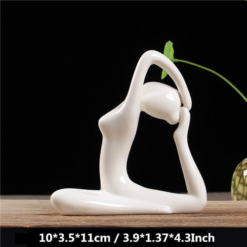 White Ceramic Yoga Figurines Hustle Nest