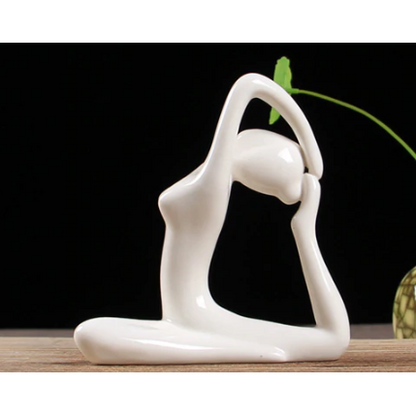 White Ceramic Yoga Figurines Hustle Nest