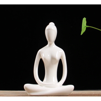 White Ceramic Yoga Figurines Hustle Nest